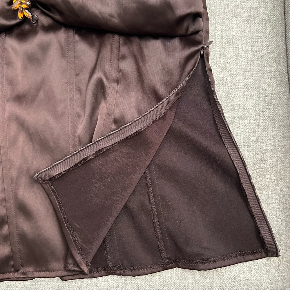 SOLD Charlotte Russe Brown Satin Strapless Corset - Picture 6 of 11